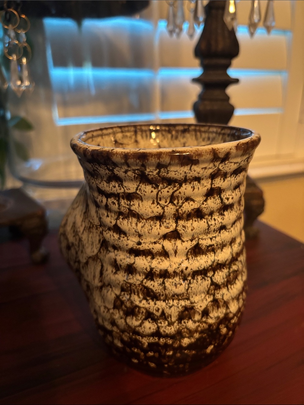 Rustic Ceramic 20 oz Coffee Mug in Cream and Brown - Handmade - Picture 4 of 7